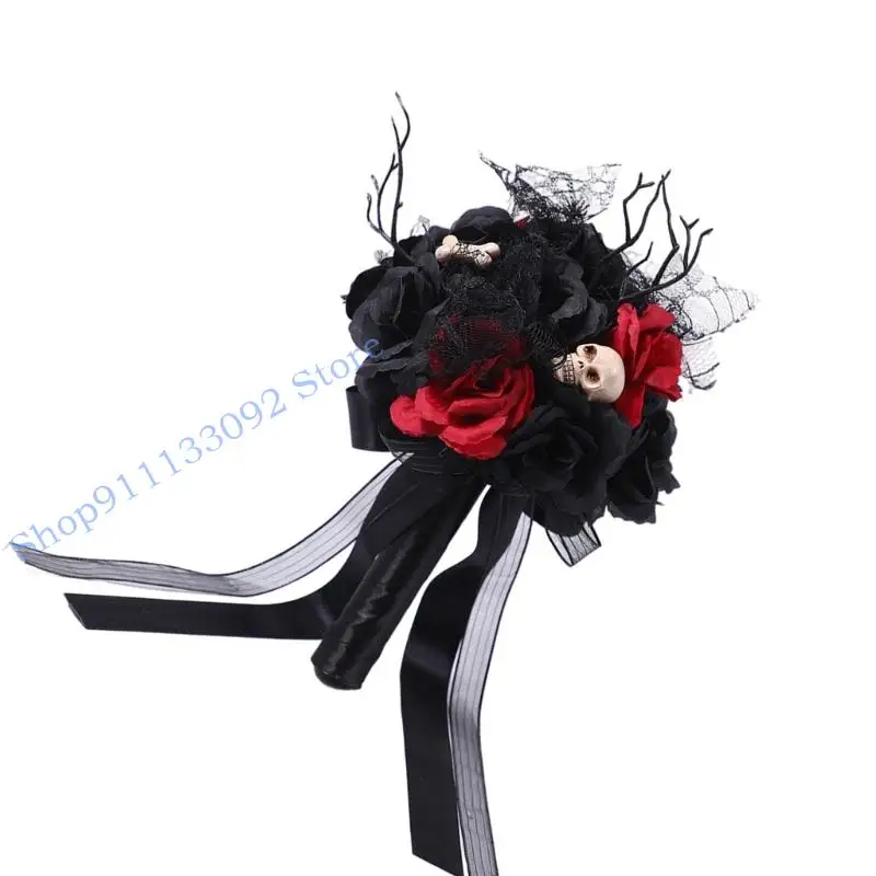 

H9ED Bridesmaids Bouquet Gothic Flowers Bouquet for Bridesmaids Dark Wedding Bouquet for Halloween Party Ceremony Anniversary