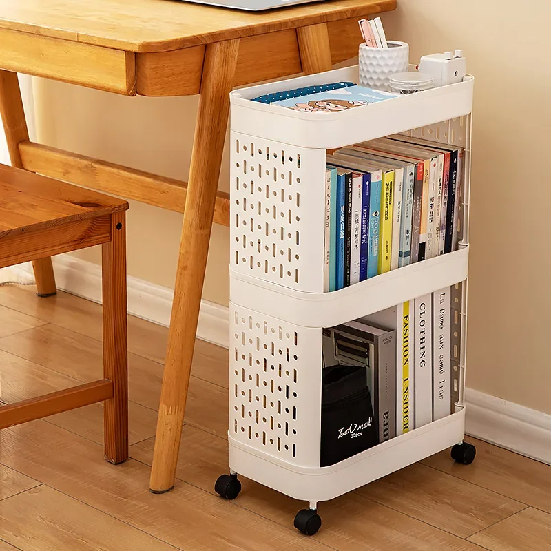 Movable Trolley Multi-Layer  Storage Rack Office Desk File Family Snacks Sundry Storage Magazine Book Organize Rack