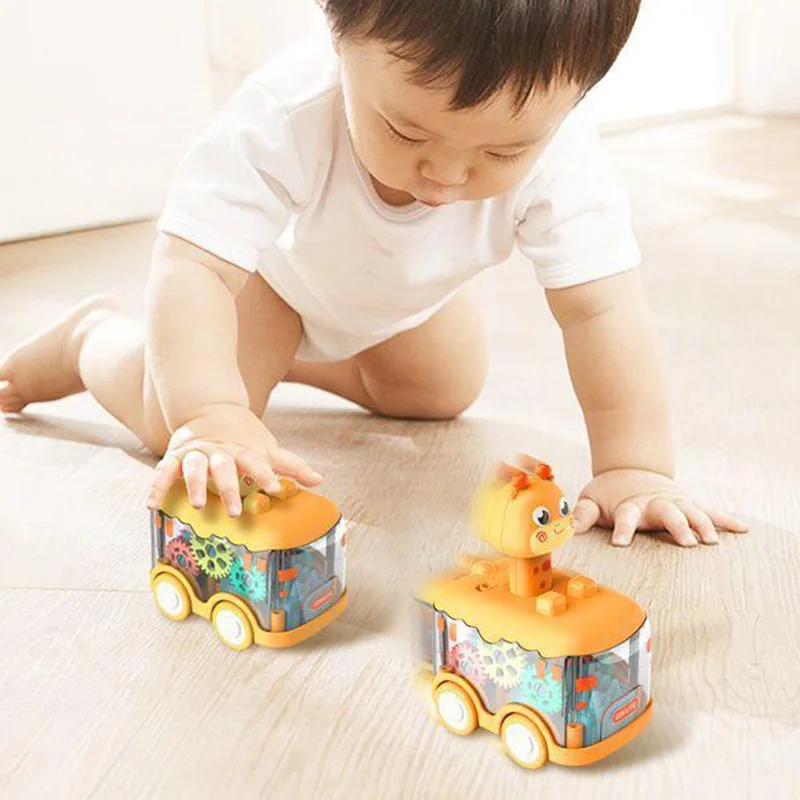 Baby Animal Car Toys Toddler Press and Go Toy Cars Light Up Inertia Gear Car Children Educational Toys for 1-3Y Boys Girls Gift