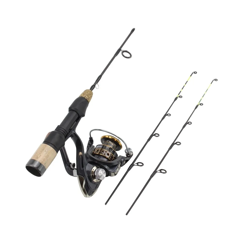 Short Ice Fishing Rod With 2000 Reel 5.2:1 Gear Ratio Carbon Fiber EVA Handle 60cm Portable Winter Shrimp Boat for bridge Stream
