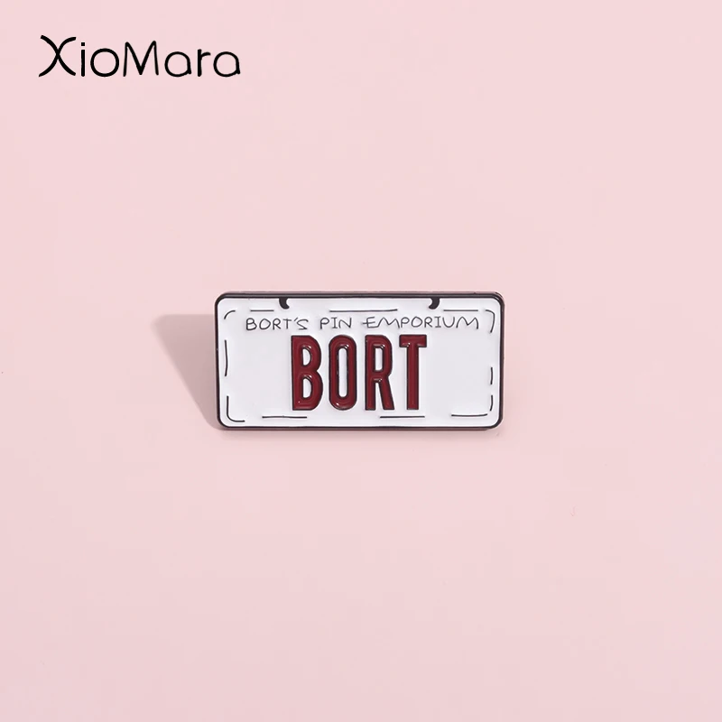 Bort License Plate Enamel Pins Cartoon Movie license plate Brooches Lapel Badges Custom Jewelry Gift for Fans Friends