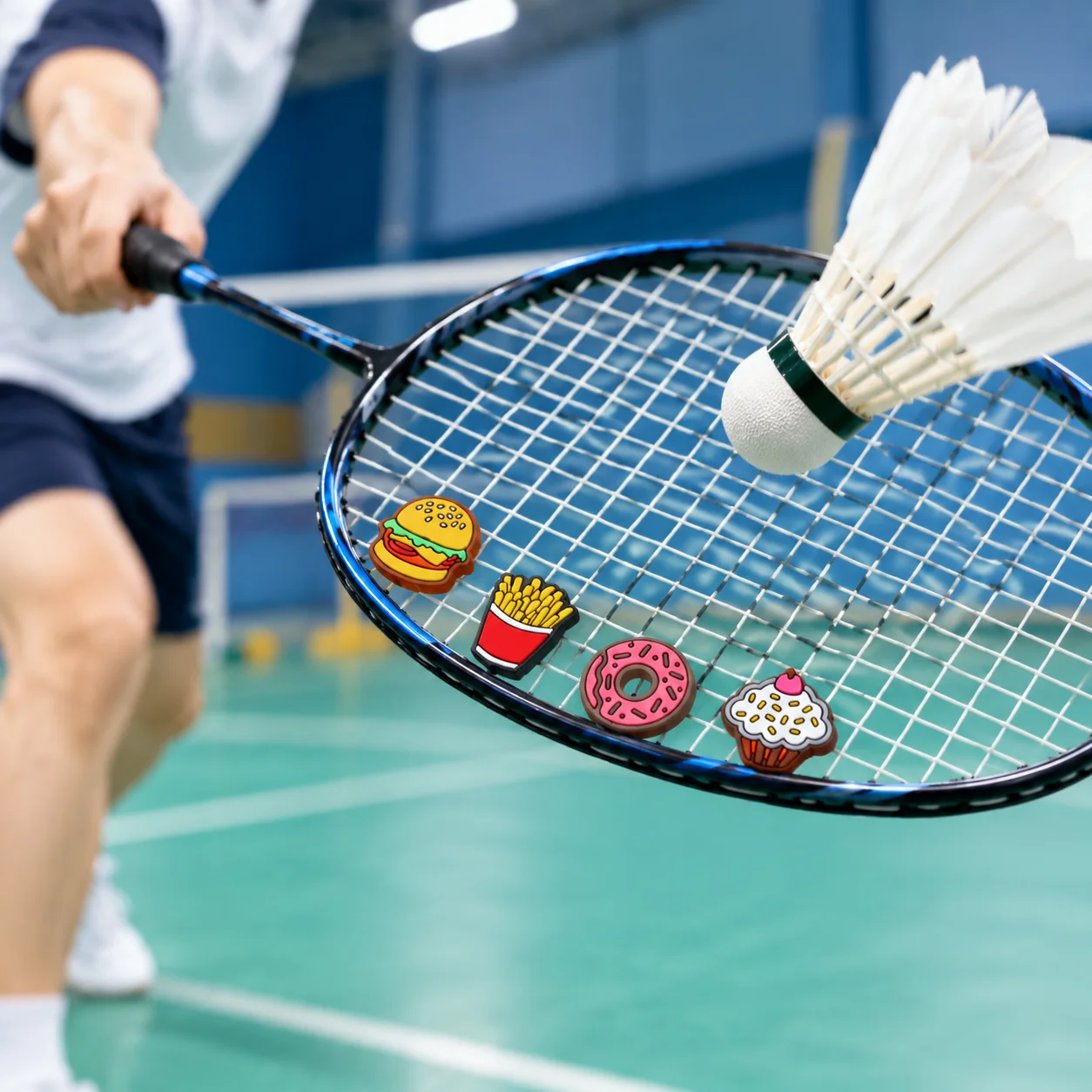 Silcone Tennis Racket Vibration Hamburger Cookie Tennis Racquet Dampener Doughnut Pizza Racquet Shock Absorber Racket Sports