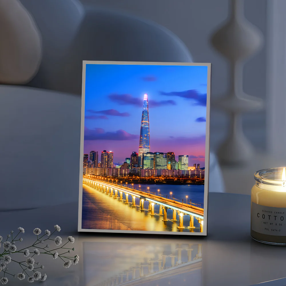 

Ночник Lotte Tower Seoul — 3D светодиодный декор комнаты Skyline, светящаяся лампа в стиле аниме для современных корейских дома