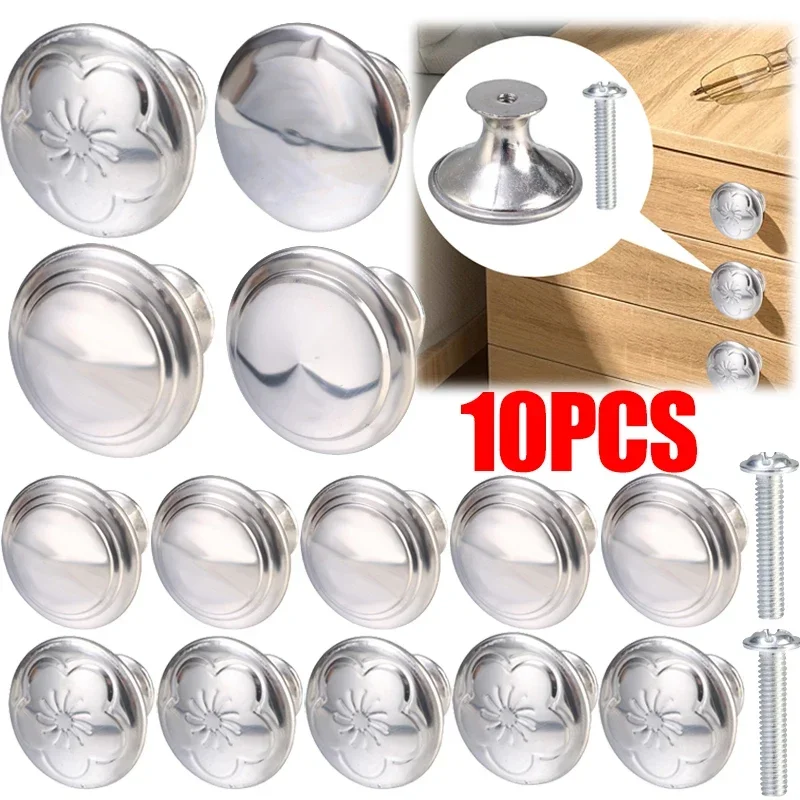 Stainless Steel Cabinet Handles Kitchen Cupboard Door Pulls Round Drawer Knobs with Screw Furniture Handle Hardware Accessory