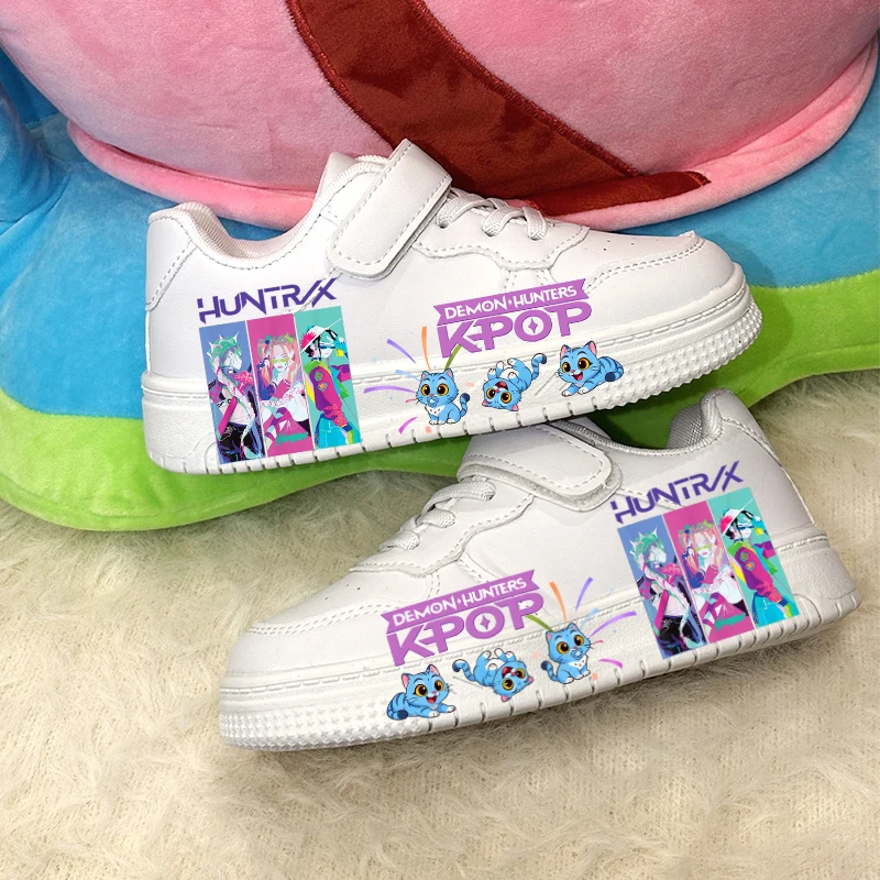 

2026 Children's KPOP Casual Shoes Kids New Fashion Printed White Sport Shoes Girls Student Anti-slip Outdoor Breathable Sneakers
