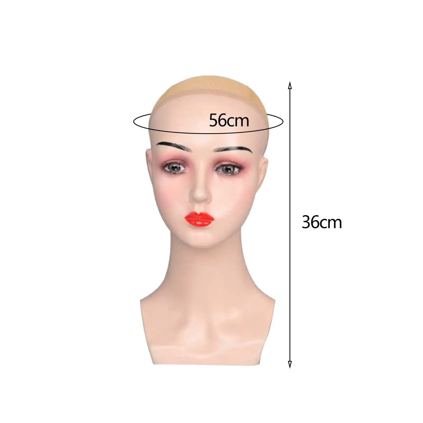 Female Wig Head Mannequin Realistic with Makeup Hat Display Rack Manikin for Wigs Making Styling Glasses Hats