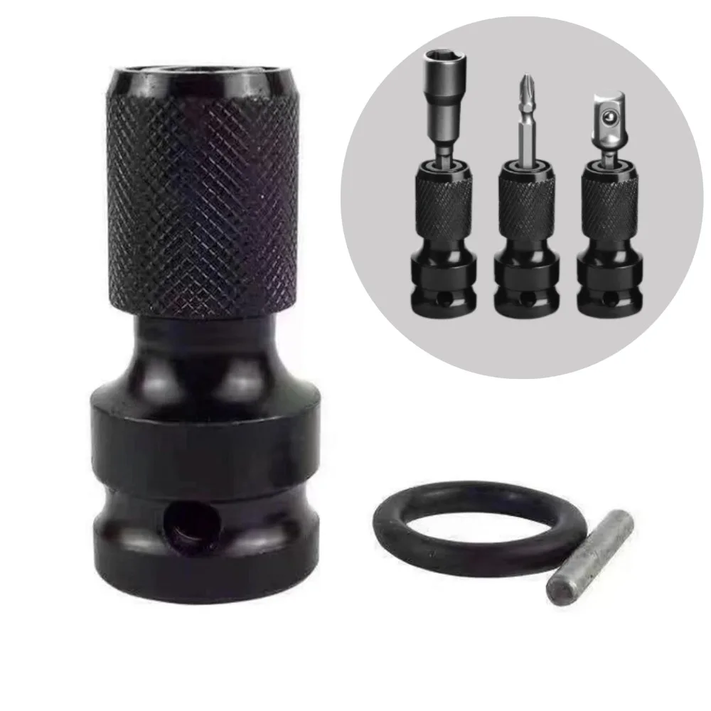 Quick Release 1/2-Inch Square Drive to 1/4-Inch Hex Female Socket Adapter Converter Chuck Adaptor for Impact and Ratchet Wrench