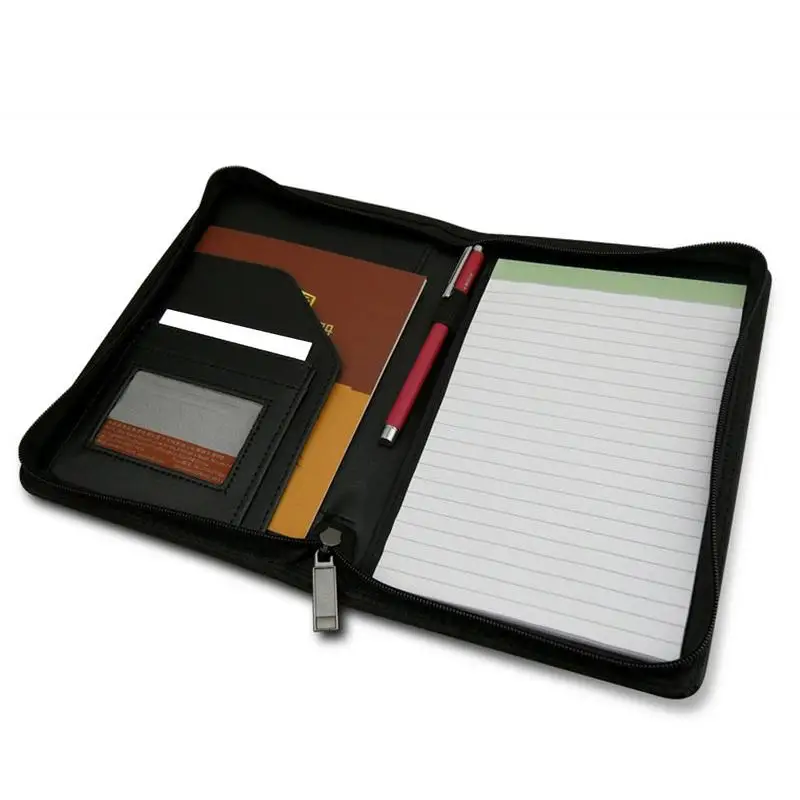 A5 PU Leather Folder Business Padfolio Manager Multi-function Office Organizer Planner Notebook School Office Meeting Folder