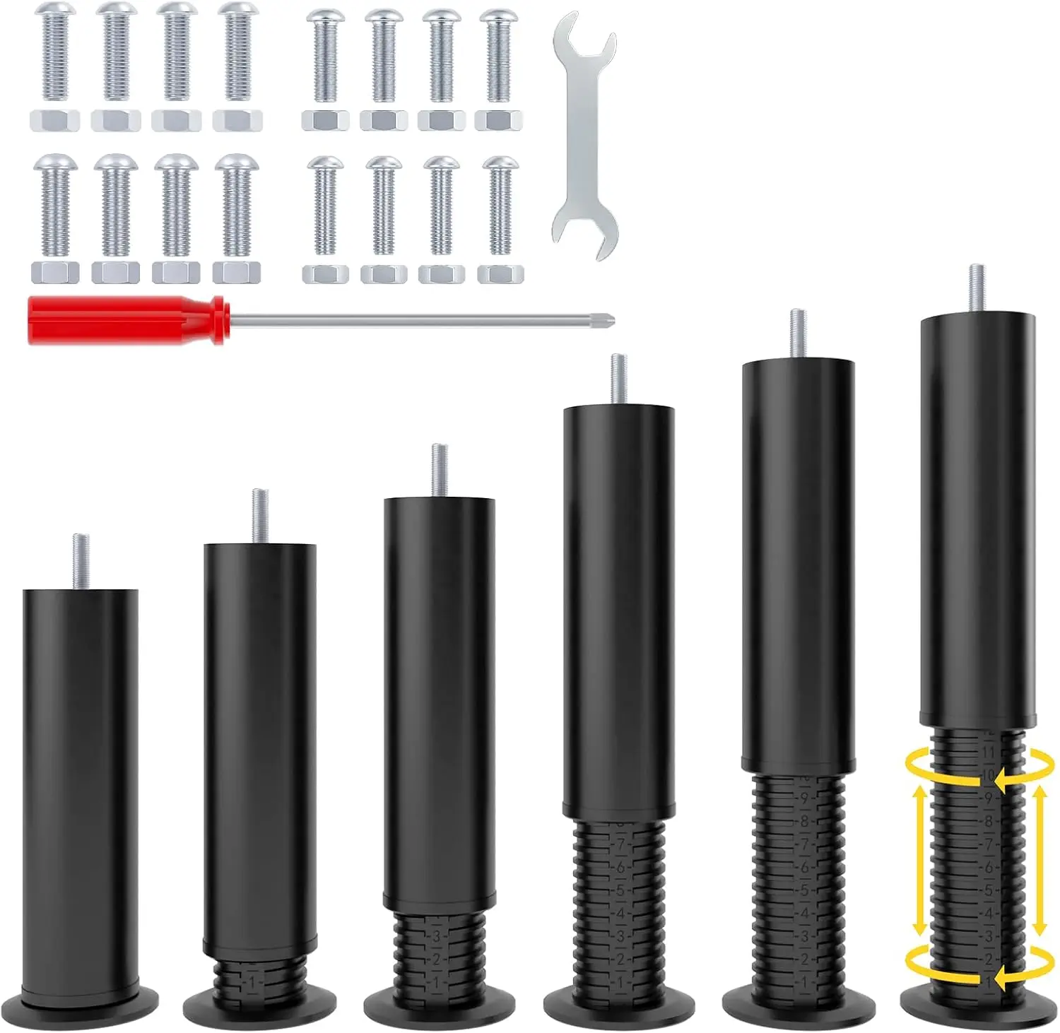 Adjustable 8-12 inch Furniture Legs Metal Replacement Heavy Duty Leg 5/16