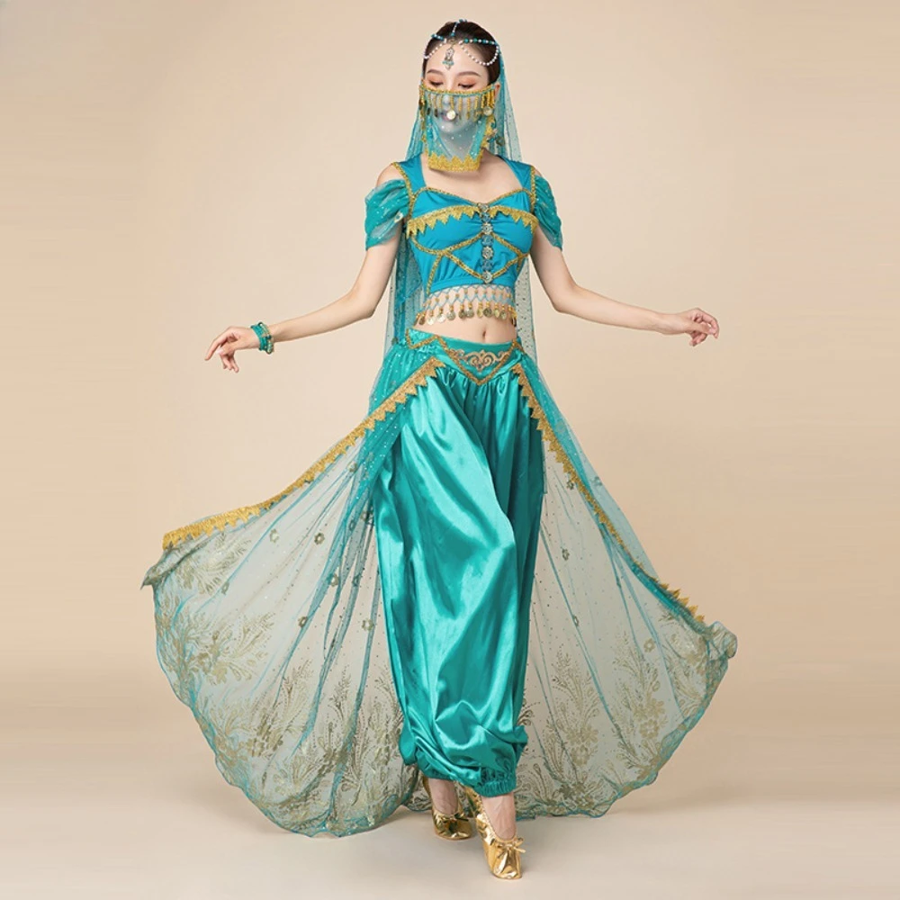 

Костюм для восточных танцев Jasmine Princess: укороченный топ с пайетками и брюки-шаровары в арабском стиле