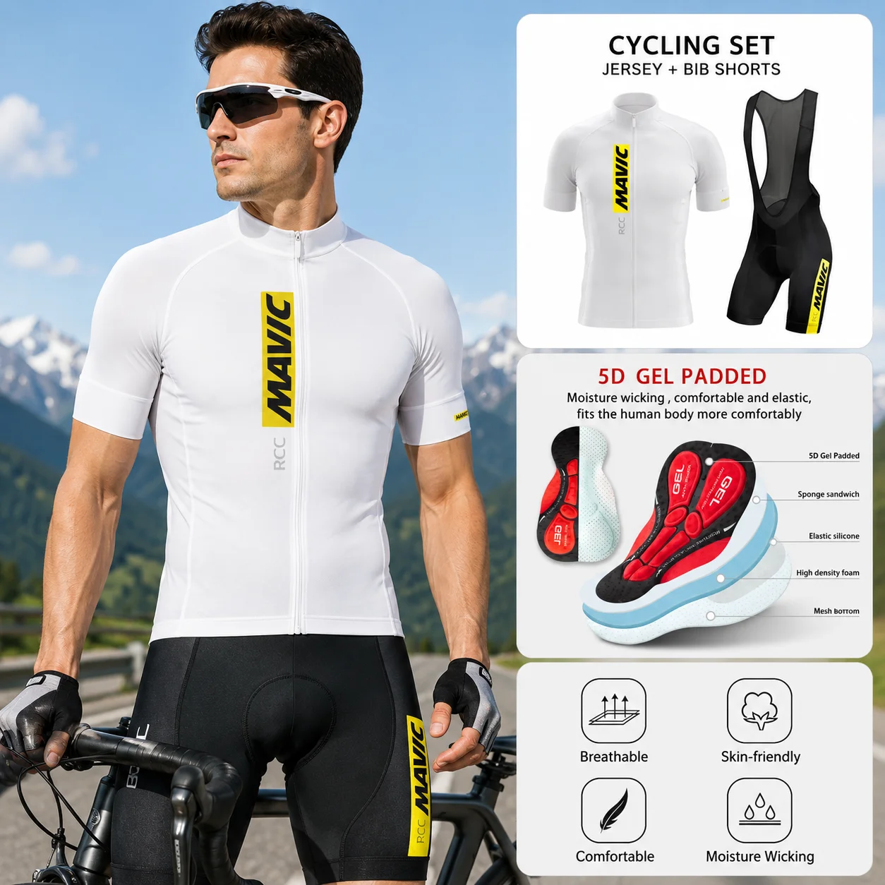 

Mavic Cycling Jersey Set, korte mouwen, ademend, MTB Bike, fietskleding, Maillot, Ciclismo, Uniform Suit 2026
