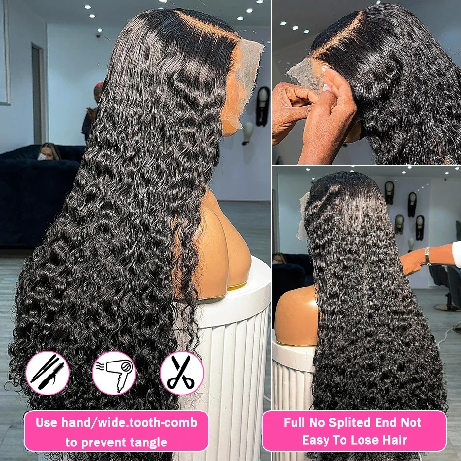 13x4 13x6 Hd Parrucche anteriori in pizzo per capelli umani ricci 30 38 pollici Parrucca frontale in pizzo a onda profonda Onda d'acqua Parrucche in pizzo pre pizzicate per le donne