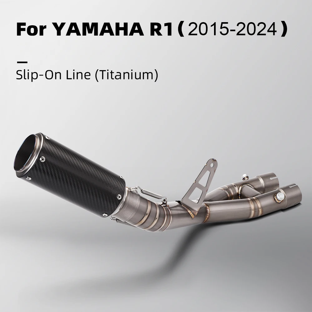 For Yamaha R1 R1M MT10 2015-2024 Motorcycle Exhaust Modify Full Titanium Alloy Middle Tail Link Pipe Slip On Carbon Muffler Tube