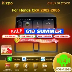Hizpo 2din Android Auto Radio For Honda CR-V 2 CRV 2002-2006 Car Multimedia 6115 Video Player Carplay GPS 2 Din Stereo Head Unit
