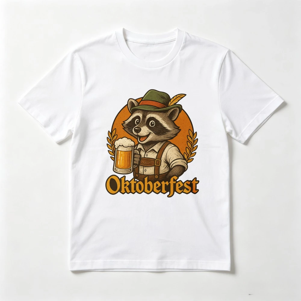 Funny Kawaii Cartoon Racoon Oktoberfest Tshirt German Festival Beer Lover T Shirt Casual Fashion Loose Man Women Clothing