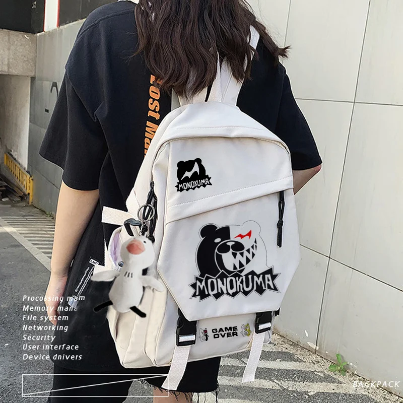 Anime Danganronpa Monokuma Backpack Casual Women Men Backpack Teenage Girl Boys School Bag Bagpack Travel Bags Mochilas