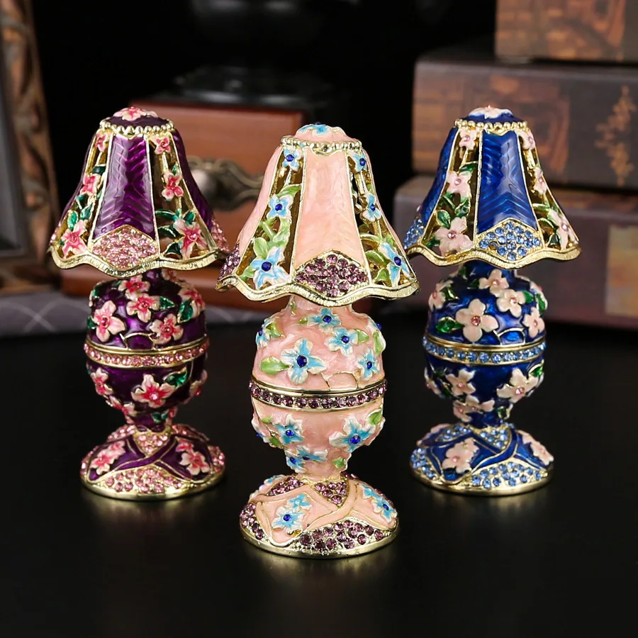 

Vintage Table lamp Jewelry Box With Flip Cover Luxury Enamel Tirnke Box Christmas Birthday Unique Gift for Family