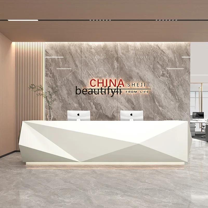 

Company front desk special-shaped paint simple modern office front desk reception desk beauty salon checkout page