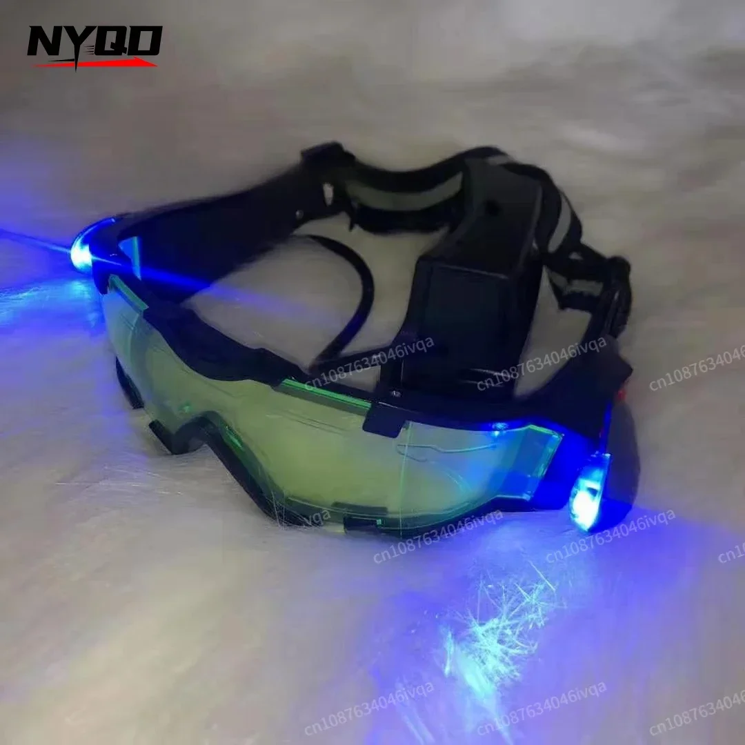 Narciarskie gogle ochronne Wiatroszczelne, odporne na uderzenia LED Night Vision Okulary motocrossowe Światła Kolarstwo Impreza Taniec Rower