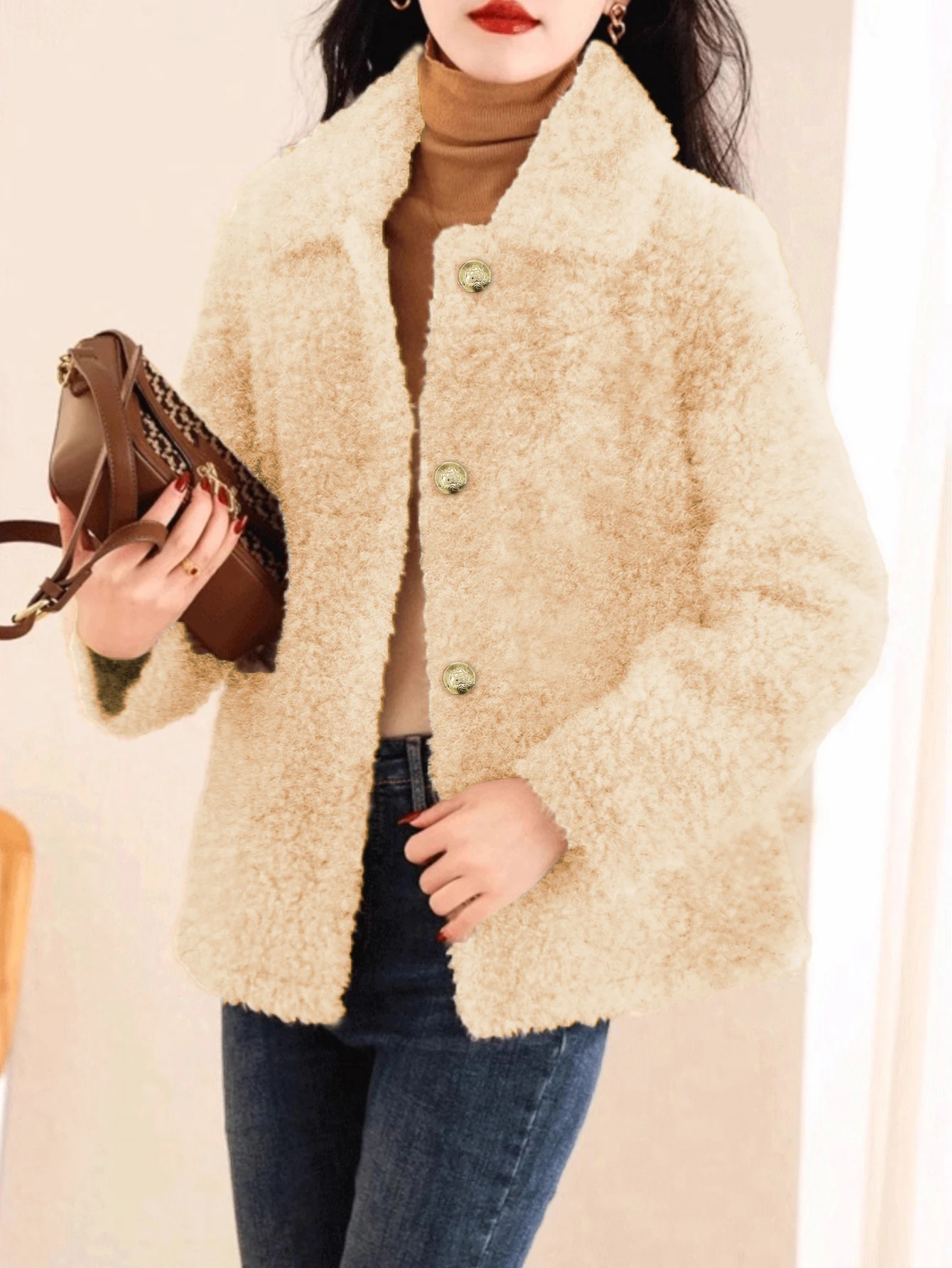 

Женская модная однотонная зимняя утолщенная плюшевая куртка, теплый топ, женская одежда, стильная верхняя одежда для холодной погоды