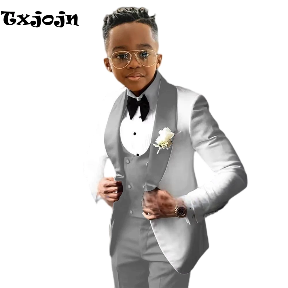 Kids Slim Fit Shawl Lapel Suit Set 3 Pieces Performance Costumes Elegant Flower Boys Formal Party Suit Kids Wedding Tuxedo 2-20T