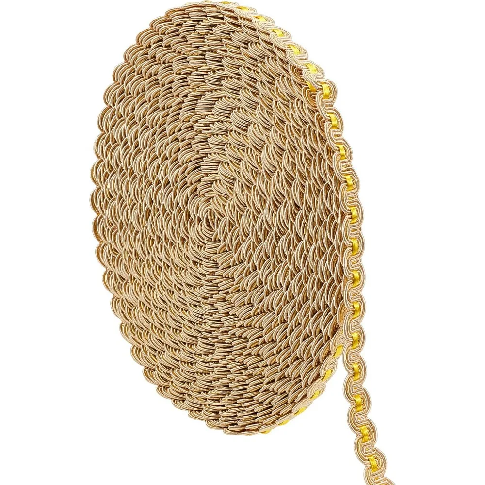 16 Yards Gimp Braid Trim Golden Rhombus Pattern Polyester Woven Braid Trim 14mm Decorative Gimp Trim Ribbon for Costume