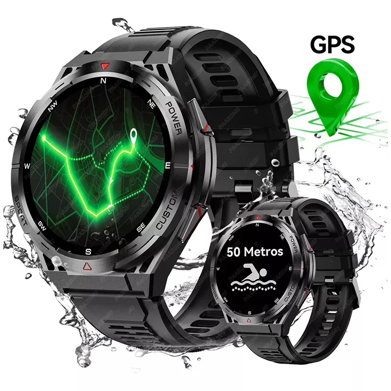 

2025 new 1.43-inch AMOLED screen GPS motion trajectory compass Bluetooth call health smartwatch suitable for Android and iOS