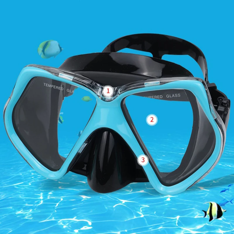 

Diving Goggles Adult Universal Snorkeling Mask Adult Diving Goggles Snorkeling Gear Silicone Mask Tempered Glass