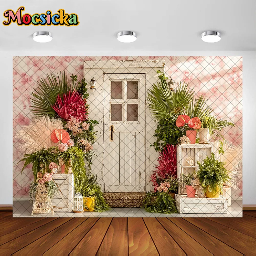 Mocsicka Summer Photography Backdrop Palm Pineapple Farm Decoration Baby Shower Newbron 1st Party Backgrounds For Photographs