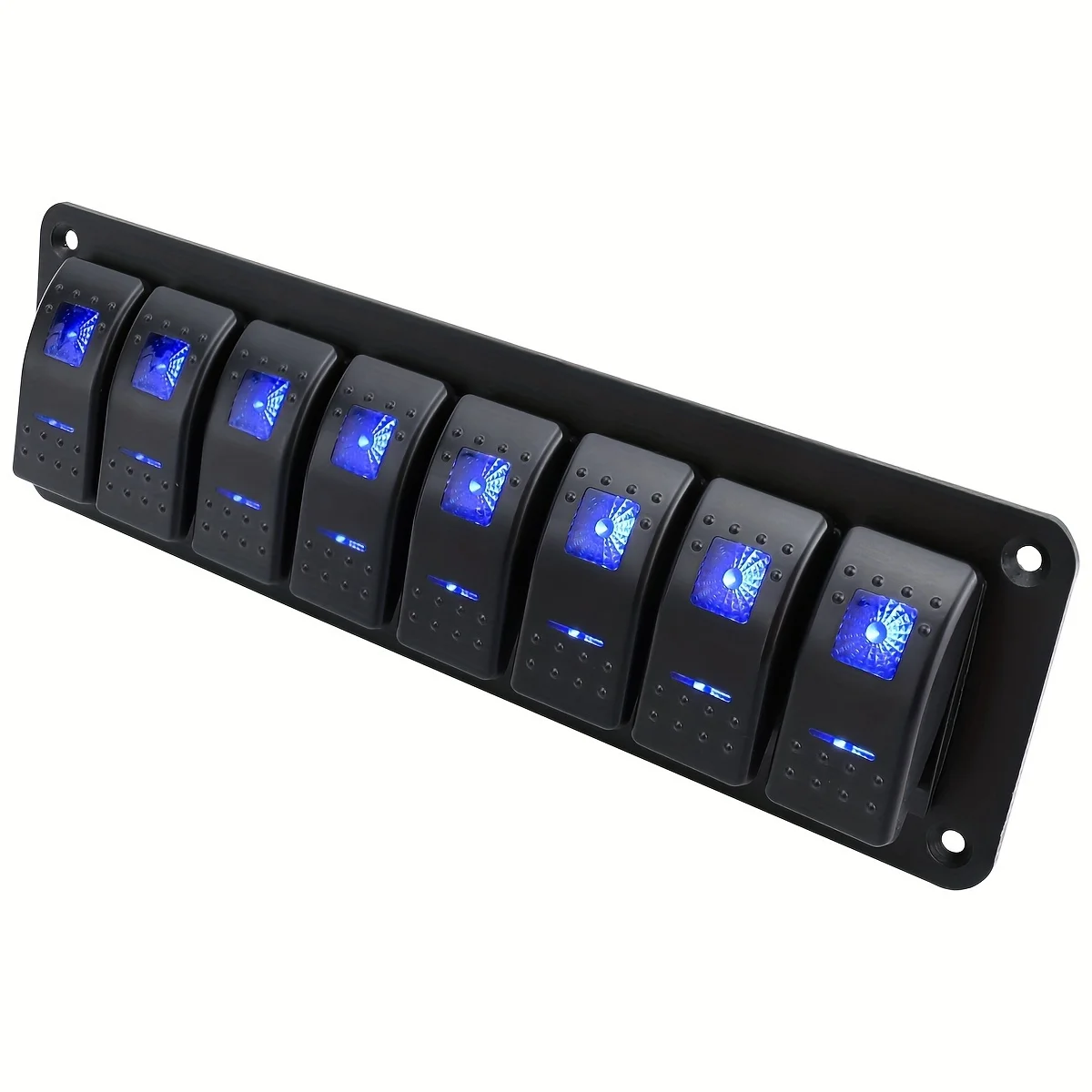 Blue Aluminum Rocker Switch Panel, 3-8 Gang, 5Pin Pre-Wired, Fit 12/24V Car Marine ATV Trailer, P D&S, Gift For Car Lovers