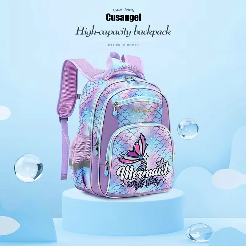 AOK Cartoon Backpacks Fish Tail Children School Bags For Girls Backpack Kids Primary School Students Book Bag