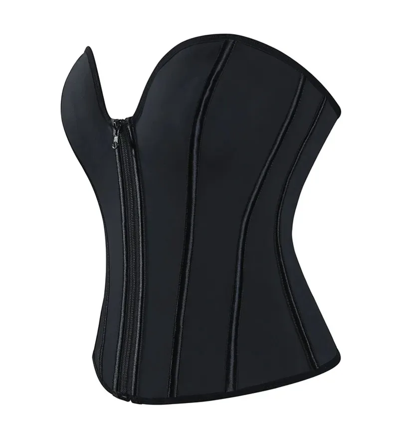

Женский корсет с завышенной талией, латексная передняя молния, корректирующий спортивный пояс, корректирующий топ, сексуальные черные бюстье без бретелек, корсеты