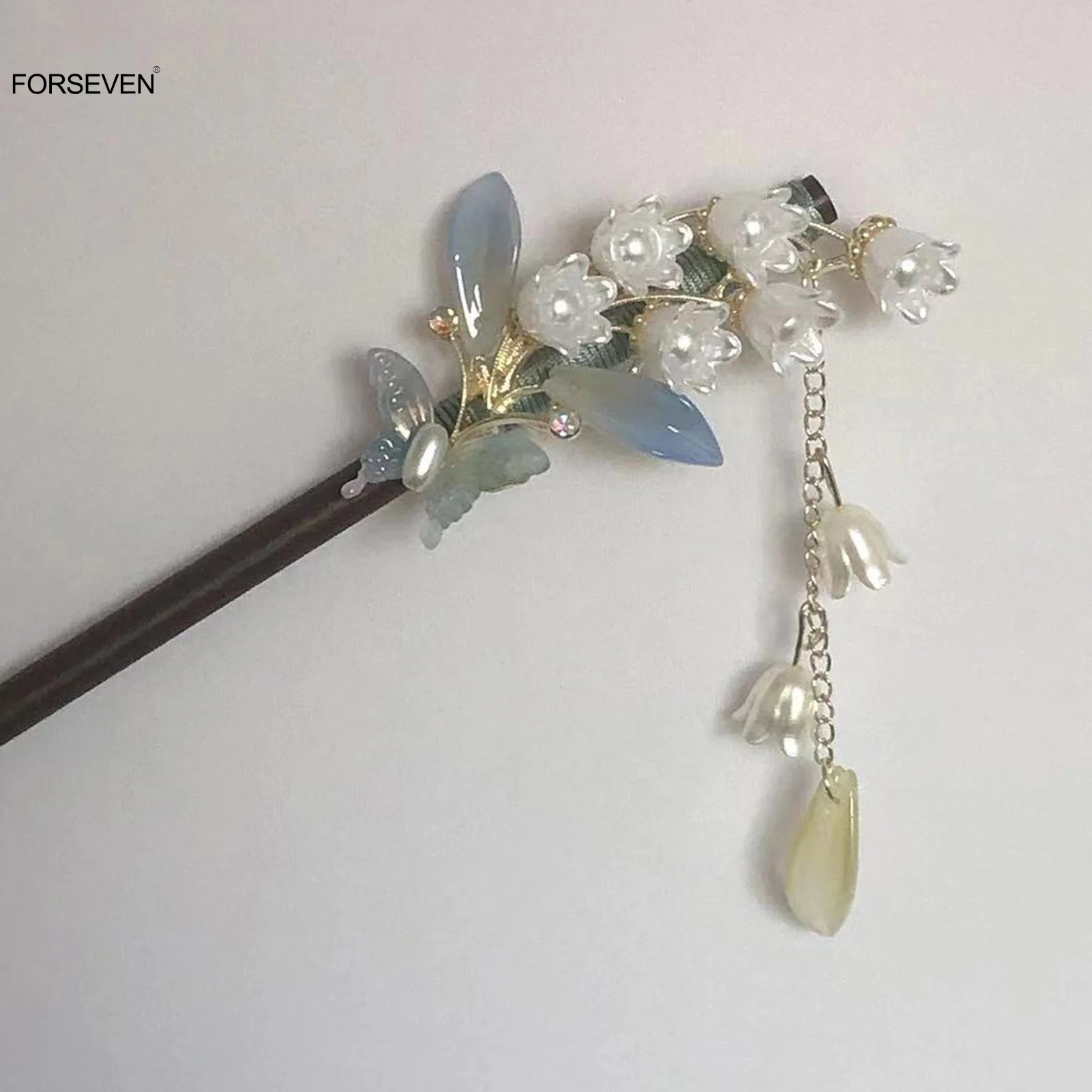 Copricapo di fiori cinesi retrò bastoncini di capelli fatti a mano in legno forchette ciondolo gioielli copricapo floreale per le donne creatore di