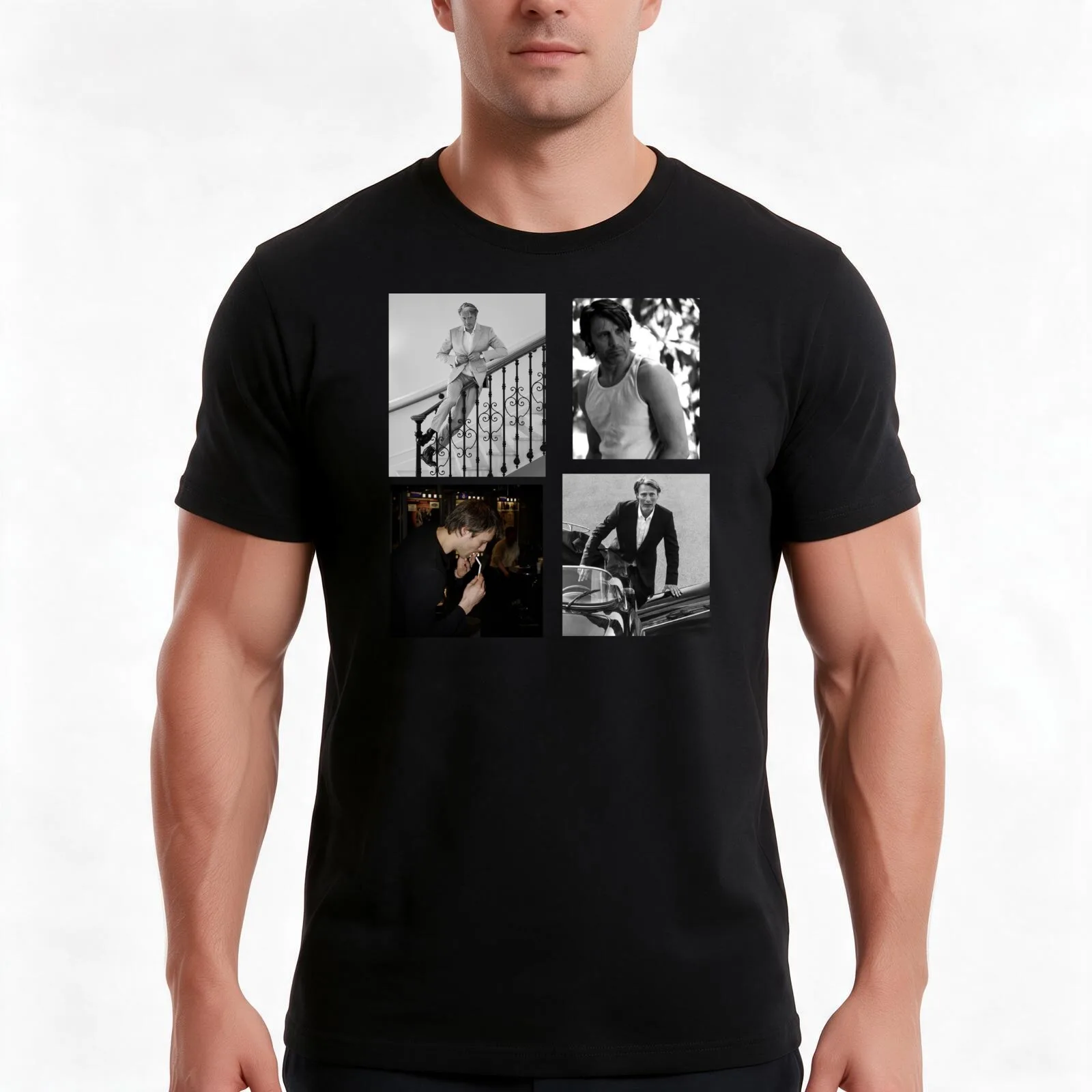 mads mikkelsen coquette sticker set 6 T-Shirt Summer Casual Cotton Tee Oversized Streetwear Tops Vintage Graphic Print
