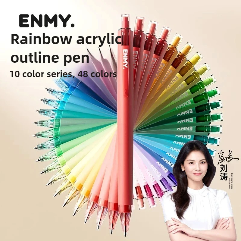 

ENMY Acrylic Gel Pen Rainbow Color Non Smudge Non Skip Fine Tip 0.6mm Professional Art Drawing Pen School Supplies Stationery