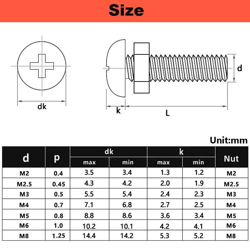 5~50 sets 2 In1 PA66 Black Nylon Screw Bolt Nut Combination M2 M2.5 M3 M4 M5 M6 M8 Round Head Cross Bolt Plastic Insulated Screw