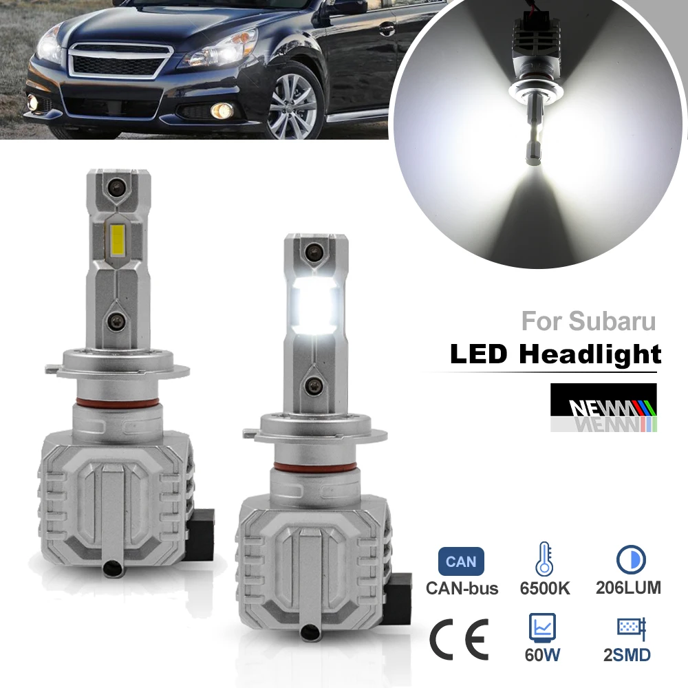 2Pcs LED H7 Bulb Low Beam 25V Headlamp for Subaru Legacy Outback 2010-2014 Canbus Anti Flicker Vacuum Heat Pipe Dipped Beam Lamp