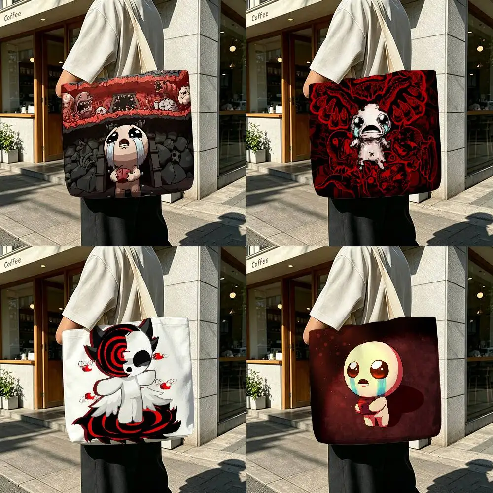 The B-Binding of I-Isaac  Printed Canvas Shoulder Tote Bag for School Work and Commute