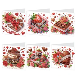 6Pcs Diamond Art Painting Greeting Card Kits,Sweet chocolate Greeting Cards with Envelopes Diamond Art Craft Birthday Cards