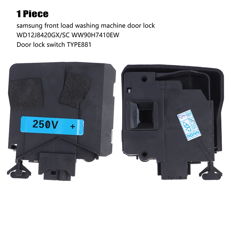 Imagem -06 - Fechadura da Porta Interruptor Tipo881 Compatível com Samsung Tambor Máquina de Lavar Roupa Fechadura da Porta Wd12j8420gx sc Ww90h7410ew