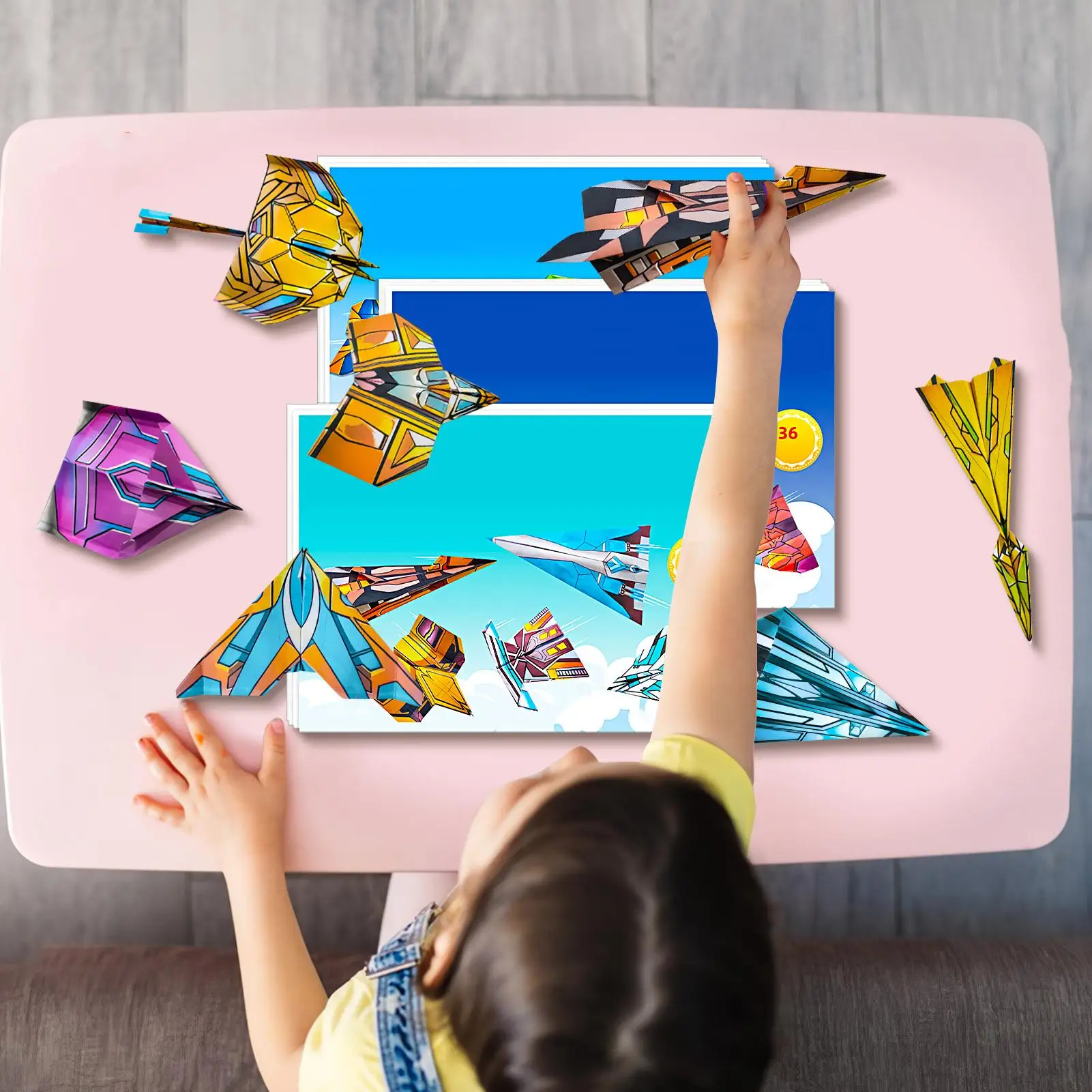 Paper Plane Kit 108 Sheet Airplane Crafts Paper For Kids Educational Toys Craft Supplies For Boys Girls Birthday Toddler