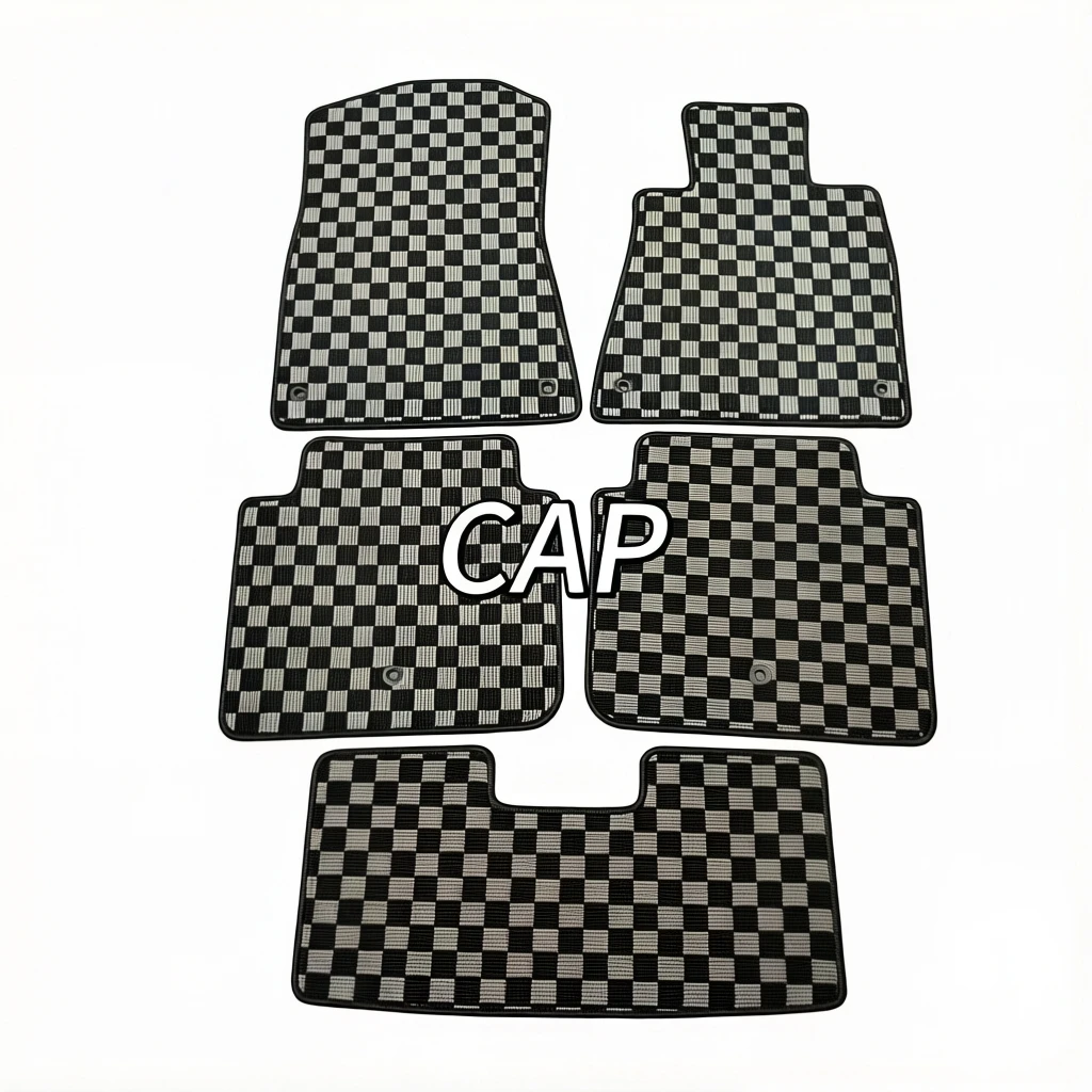 For 2023-2026 Toyota 12th Gen Crown RHD Custom Fit Japanese Checkered Car Floor Mats Wear Resistant Easy Clean All Weather Prote