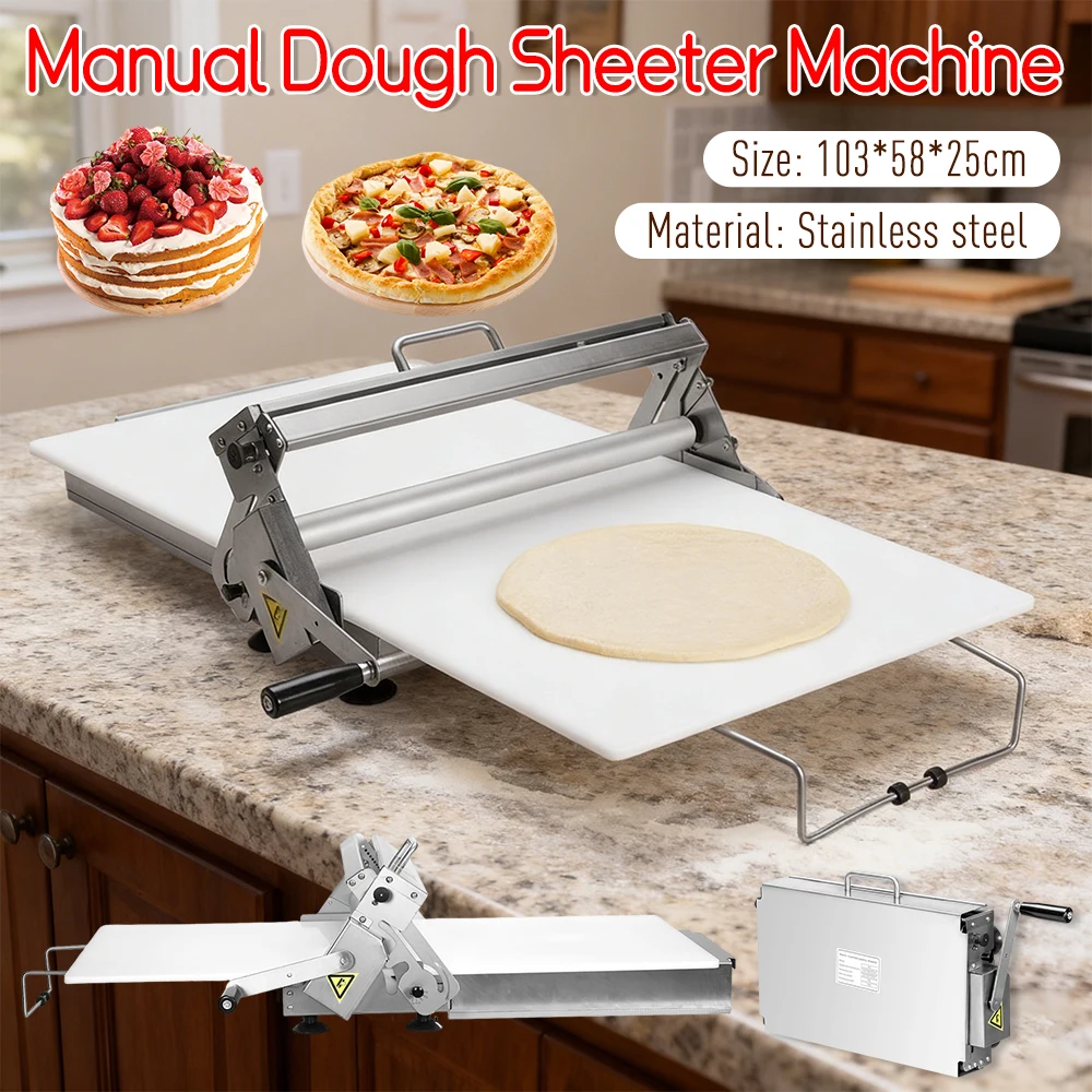 

Folding Dough Roller Sheeter Machine Food Grade Stainless Steel Construction 55Gear Thickness Control for Home Commercial Pastry