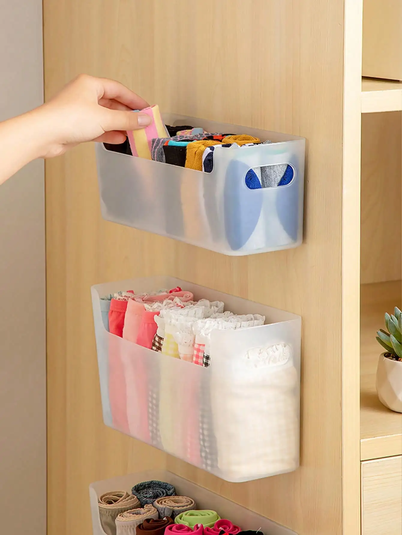 WORTHBUY Closets Clothes Organizer Box Wall Mounted Underwear Bra Socks Storage Boxes Wardrobe Drawer Clothes Storage Organizers