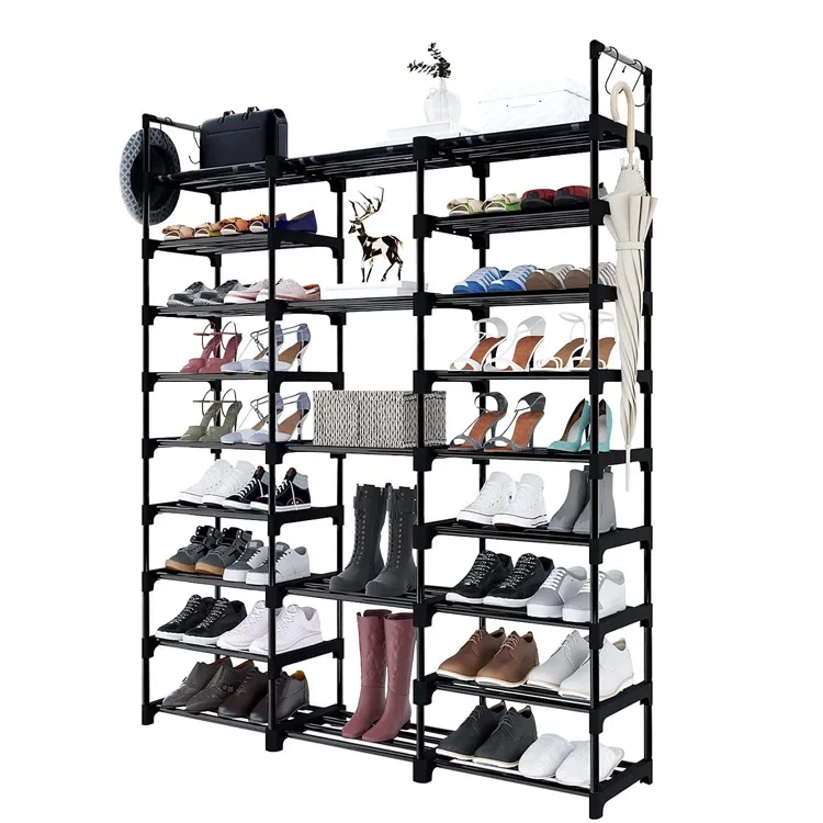 Shoe Rack Wrought Iron Simple Shoe Cabinet Dustproof Coat Rack Storage Household Multi-layer Space-saving Storage Rack - Image 5