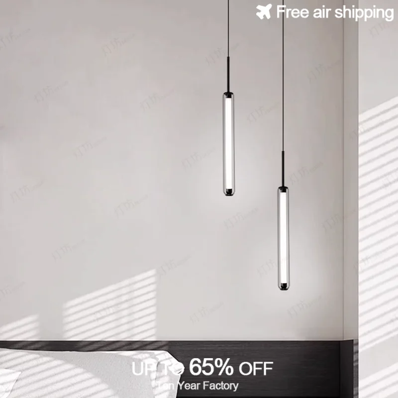 Nordic Style Minimalist Glass Tube LED Hanging Pendant Light for Ceiling Suspension in Bedroom