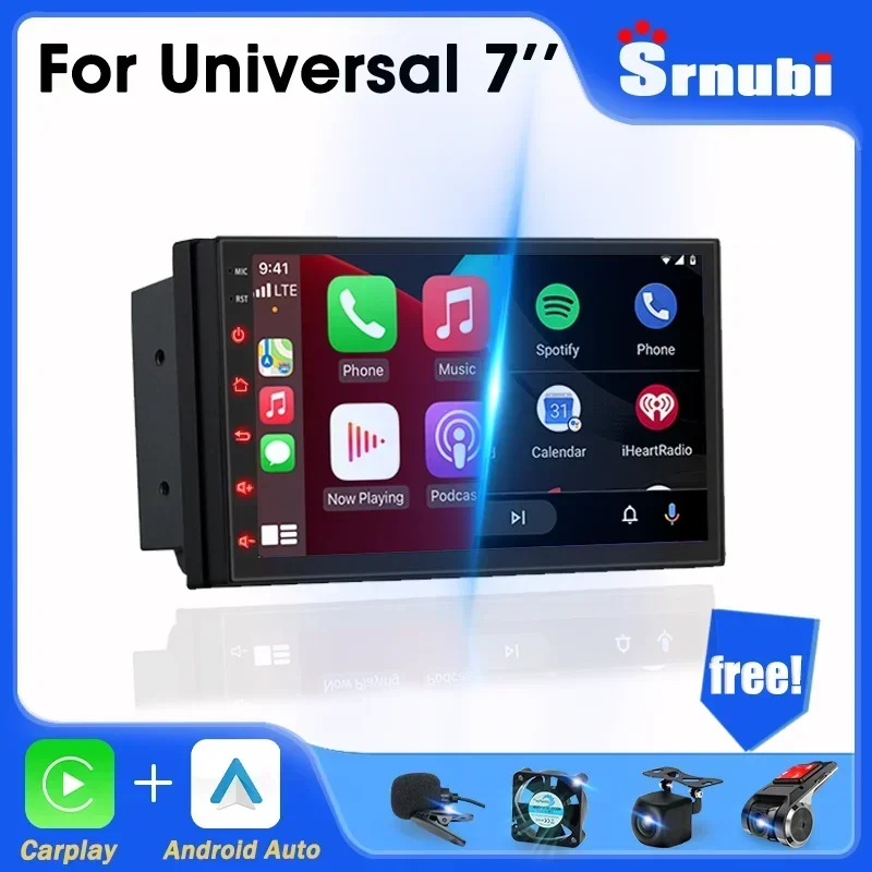 Srnubi-Radio con GPS para coche, reproductor Multimedia con Android 12, 7 pulgadas, Universal, 2DIN, Carplay, estéreo, 4G, DVD, para Lada, Ford,