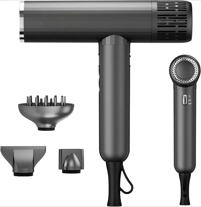 

Ionic Salon Hair Dryer with 3 Attachments, 1600W Professional Blow Dryer with 110000RPM High Speed Brushless Motor for Fast Dryi