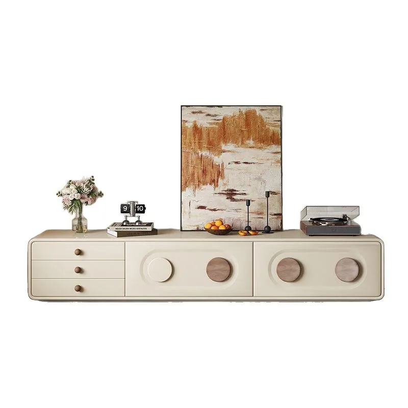 

Medieval cream wind TV cabinet coffee table combination floor cabinet small apartment living room with storage bucket cabinet