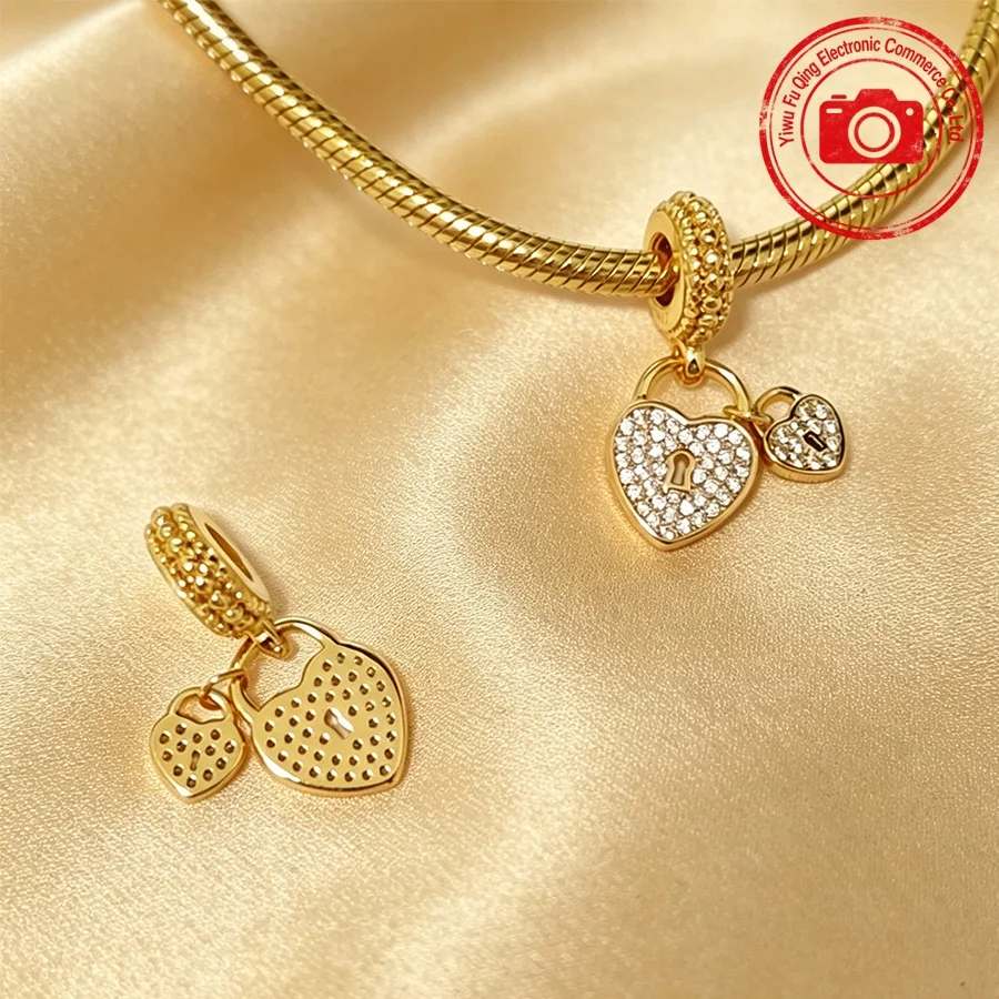 Sparkling Golden Charms Family Tree Love Stamp Love Mom Sister Wrapped Heart Beads Fit Original Bracelets DIY Women Jewelry Gift